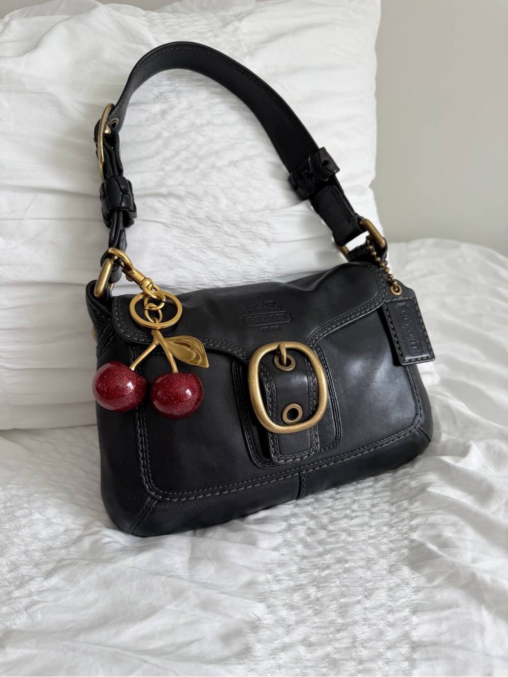 🖤 Vintage Coach Black Leather Bleecker Soho Flap Bag w/Gold Hardware